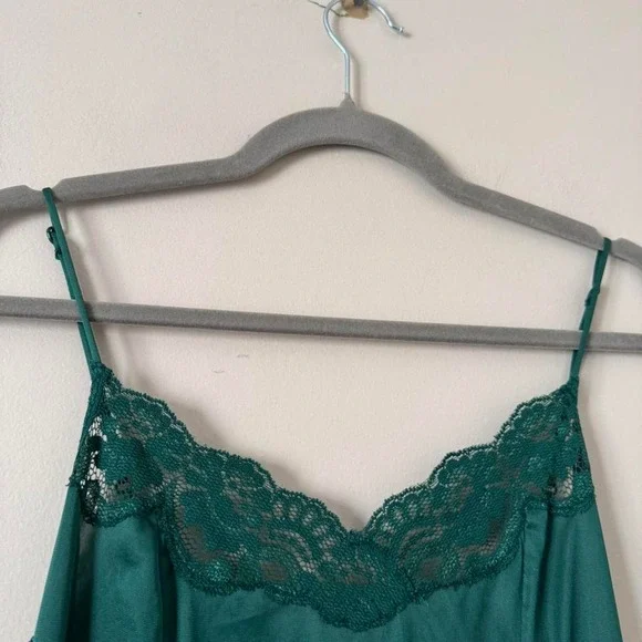 Green Vanity Fair Slip Medium Emerald Lace Dress - Picture 2 of 6